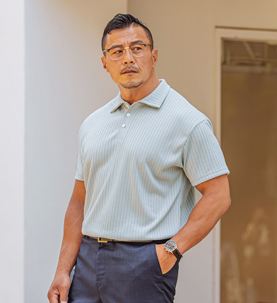 (L-4XL)<br>코르카 short-sleeved collar knitwear