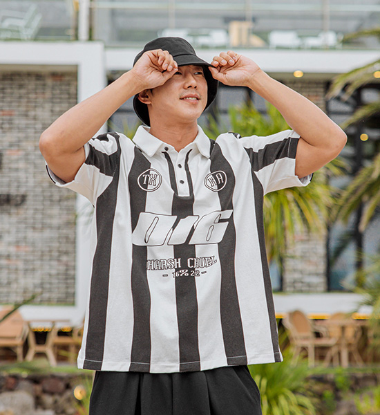 (XL~4XL)<br>시리얼 016나염 short-sleeved collar T-shirt