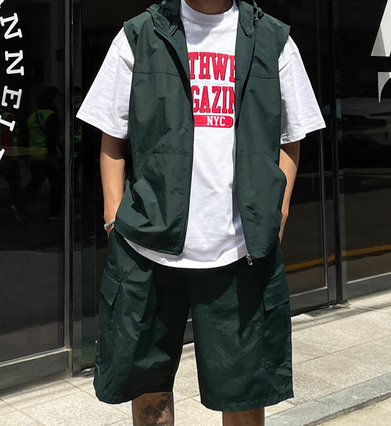 (L-4XL)<BR>사그란 Hooded Vest+다블라 cargo banding shorts
