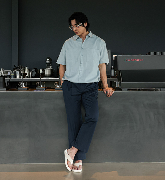 (XL-5XL)<br>히도라 linen short-sleeved shirt