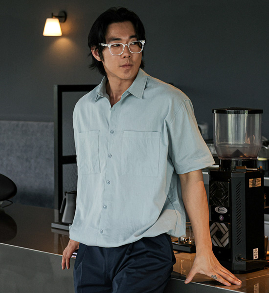 (XL-5XL)<br>히도라 linen short-sleeved shirt