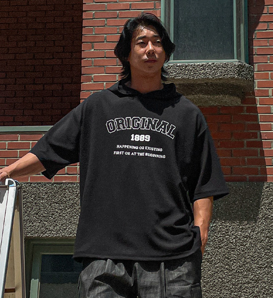 (XL-4XL)<br>엘로디 hooded short-sleeved shirt