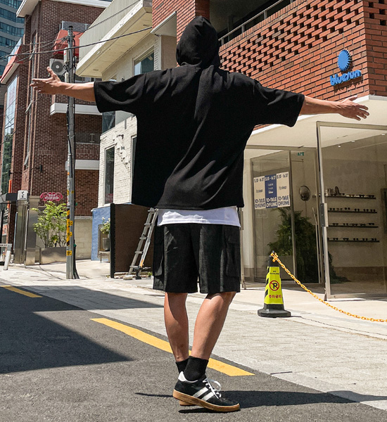 (XL-4XL)<br>엘로디 hooded short-sleeved shirt