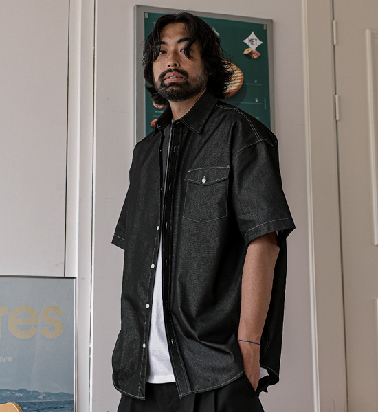 (XL-5XL)<br>틴시야 Non-wash jeans short-sleeved shirt