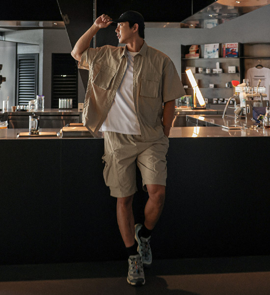 (L-5XL)<BR>타시야 nylon Shirt&Jacket+비얀 nylon cargo banding shorts