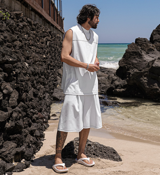 (XL-6XL)<BR>손크드 Sleeveless shirts+카초리 Bermuda Banding Shorts