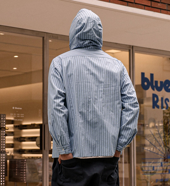 바크마 Stripe hooded shirt