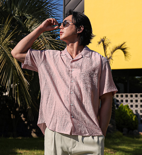 (XL-5XL)<br>지로타 Open Collar short-sleeved shirt