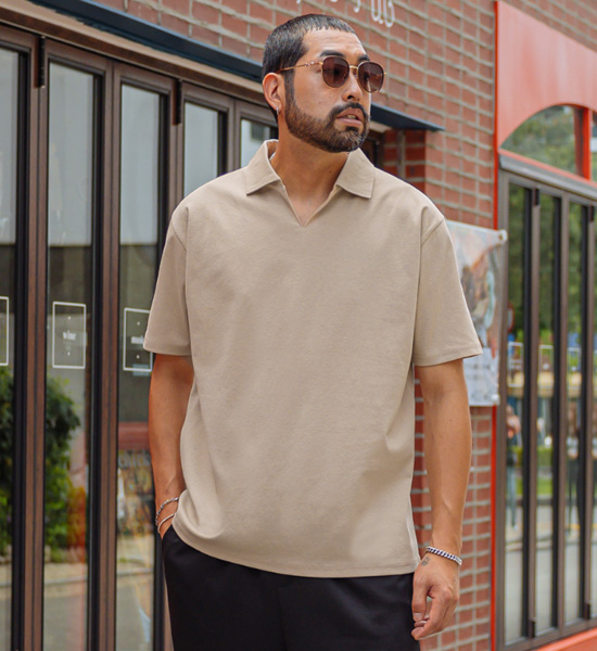 (L~5XL)<br>우아스코 Open Collar Short T shirts