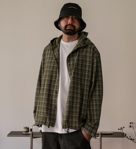 (M-2XL)<BR>라마조디 hooded checkered shirt 611