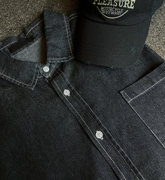 (XL-6XL)<BR>팡카 denim short-sleeved shirt