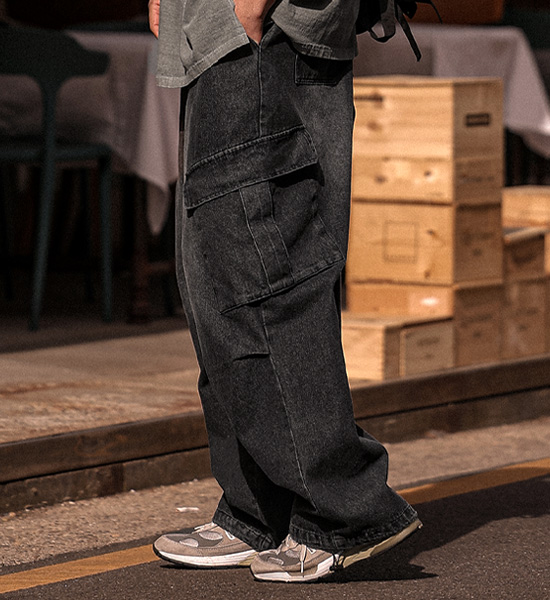 (XL-6XL)<BR>미타칼 Semi-wide fit Cargo denim banding pants RA-1082