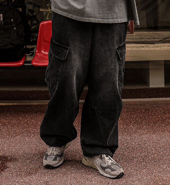 (XL-6XL)<BR>미타칼 Semi-wide fit Cargo denim banding pants RA-1082
