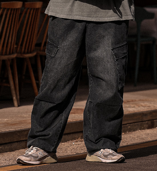 (XL-6XL)<BR>미타칼 Semi-wide fit Cargo denim banding pants RA-1082