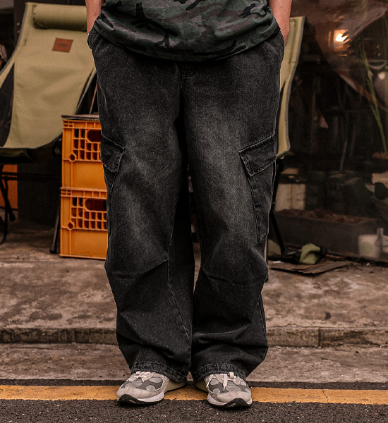 (XL-6XL)<BR>미타칼 Semi-wide fit Cargo denim banding pants RA-1082