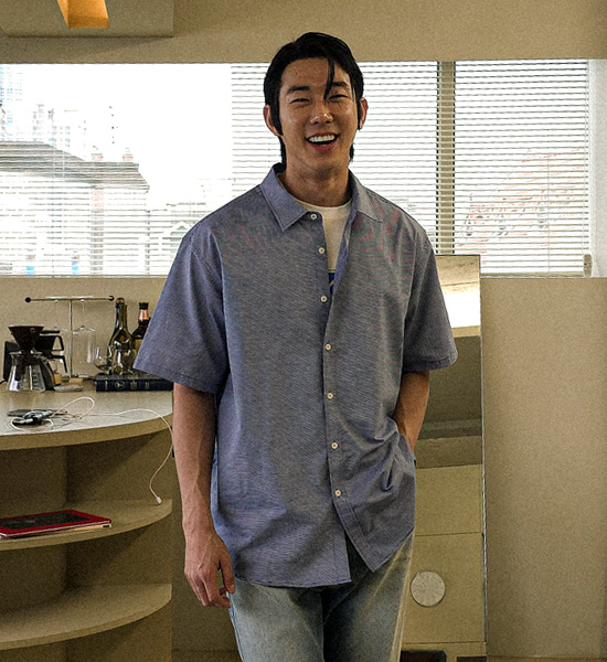 (L-5XL)<br>크리얼 stripe short-sleeved shirt 654