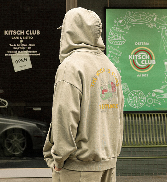 (XL-4XL)<BR>쇼키츠 pigment Hoodies zip up