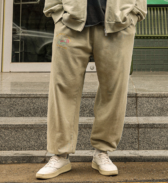 (XL-4XL)<BR>쇼키츠 pigment Hoodies zip up+루킨스 pigment banding jogger pants