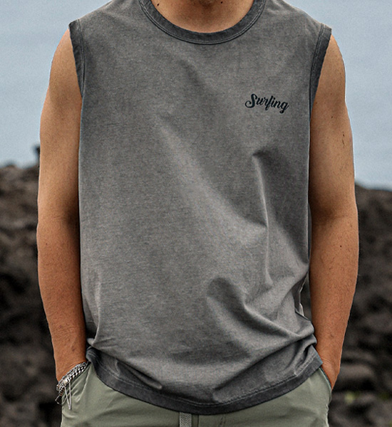 무킨퍼 pigment Sleeveless shirts