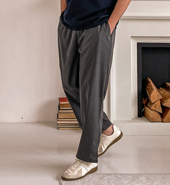 (L-5XL)<BR>미도릭 standard fit Banding Slacks 67