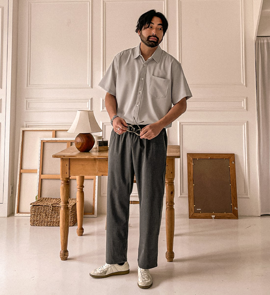 (L-5XL)<BR>미도릭 standard fit Banding Slacks 67