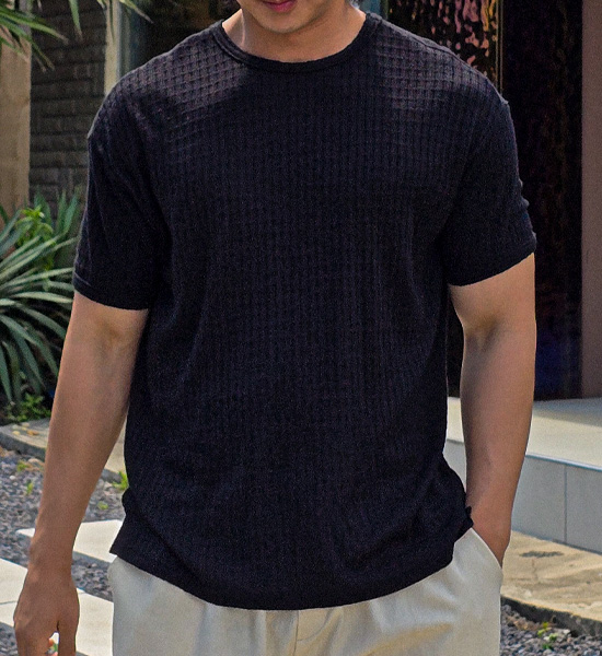 (L-5XL)<BR>토니헤일 Square short-sleeved knitwear
