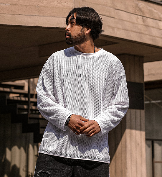 하이로니 Mesh Layered a long-sleeved t-shirt