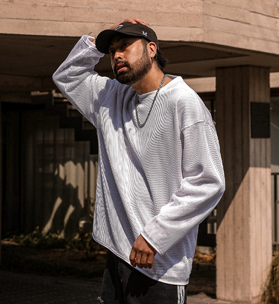 하이로니 Mesh Layered a long-sleeved t-shirt