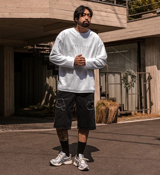 하이로니 Mesh Layered a long-sleeved t-shirt