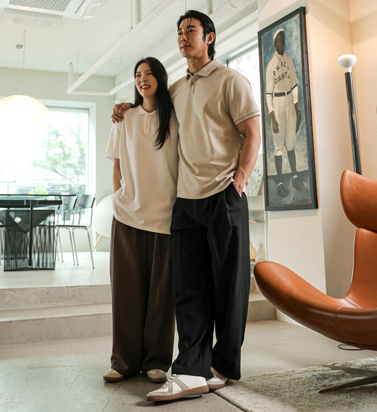모코네마 Semi-wide fit Back banding Slacks