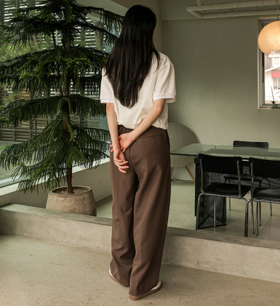 모코네마 Semi-wide fit Back banding Slacks
