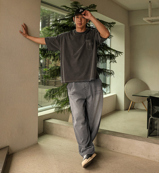 코라드비 wide fit Stripe denim pants