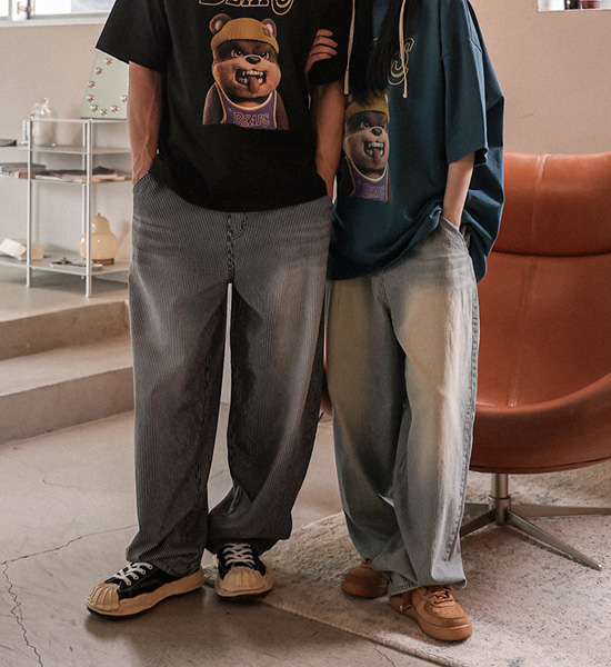코라드비 wide fit Stripe denim pants