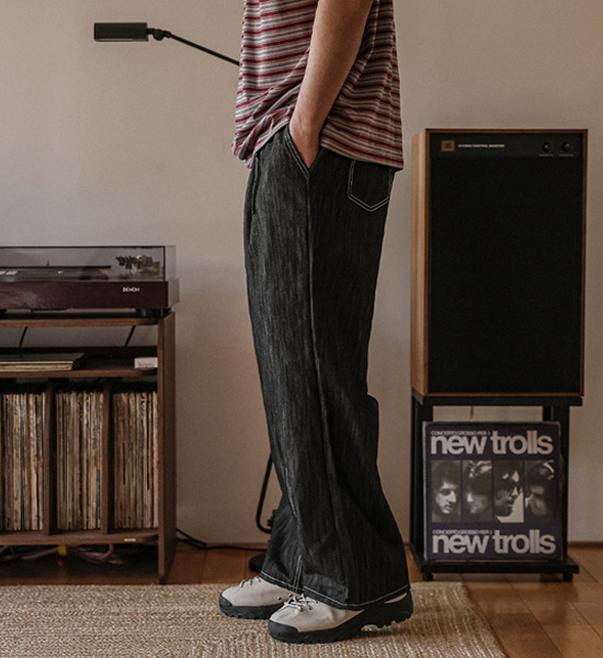 (XL-6XL)<BR>실리온 Semi-wide fit Non-faded Non-wash jeans banding pants RA-1080