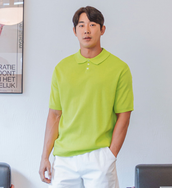 (L-5XL)<br>티오가 short-sleeved collar knitwear