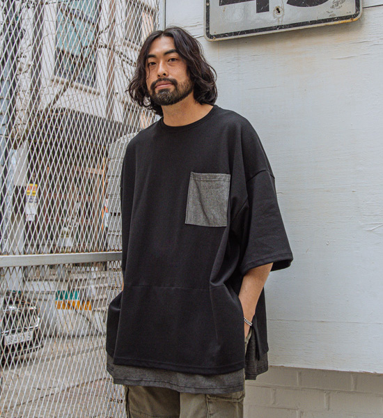 (XL~6XL)<br>니오브라 데님레이어드 Short T shirts T230