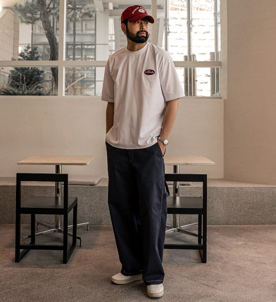 시그론 Semi-wide fit Denim Cargo banding pants