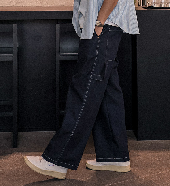 시그론 Semi-wide fit Denim Cargo banding pants