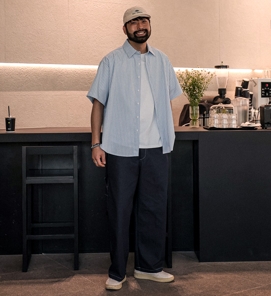 시그론 Semi-wide fit Denim Cargo banding pants