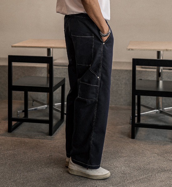 시그론 Semi-wide fit Denim Cargo banding pants