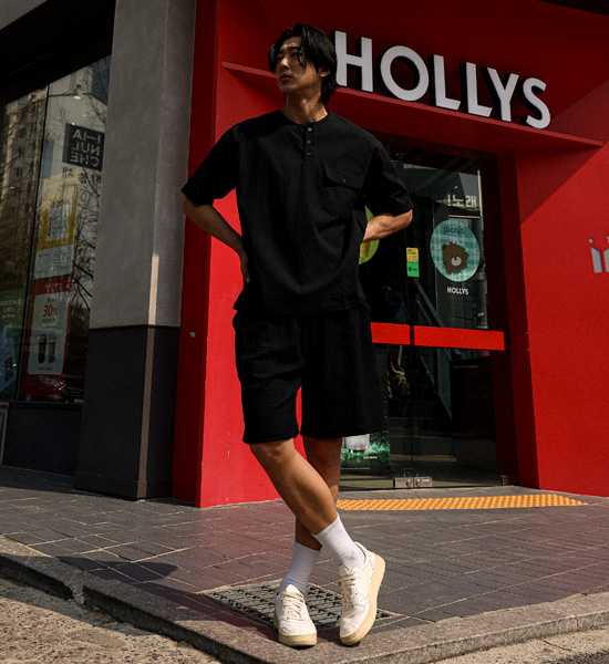 (XL-4XL)<br>반모리사 Henley neck Short T shirts