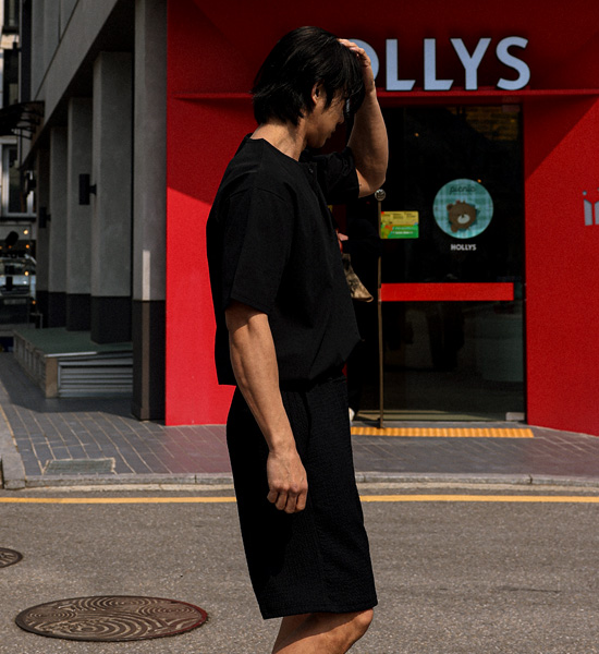 (XL-4XL)<br>반모리사 Henley neck Short T shirts