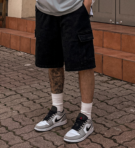 (XL-6XL)<BR>타바오트 Cargo denim Banding Shorts