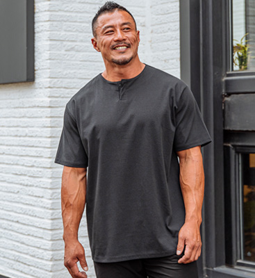 (L-5XL)<br>파라오 Henley neck Short T shirts