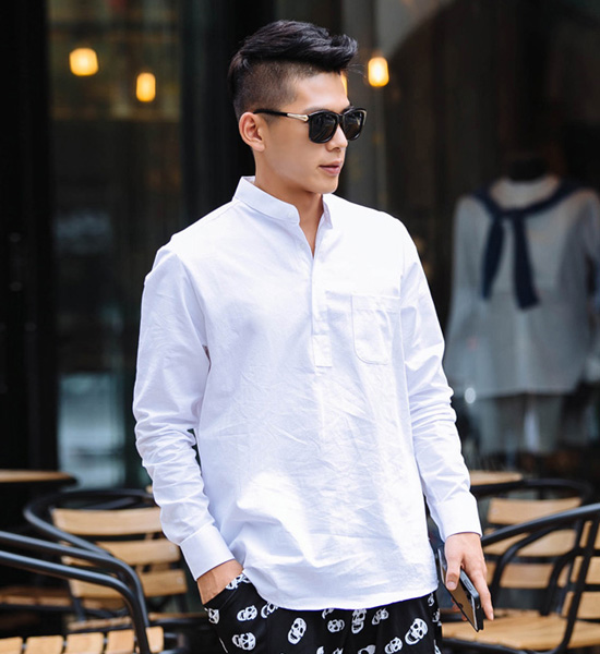 (M-4XL)<br>가창력 Henley neck Shirt <br><font color="#098a09"><B>Select length (Basic,Long+6cm)</B></font>