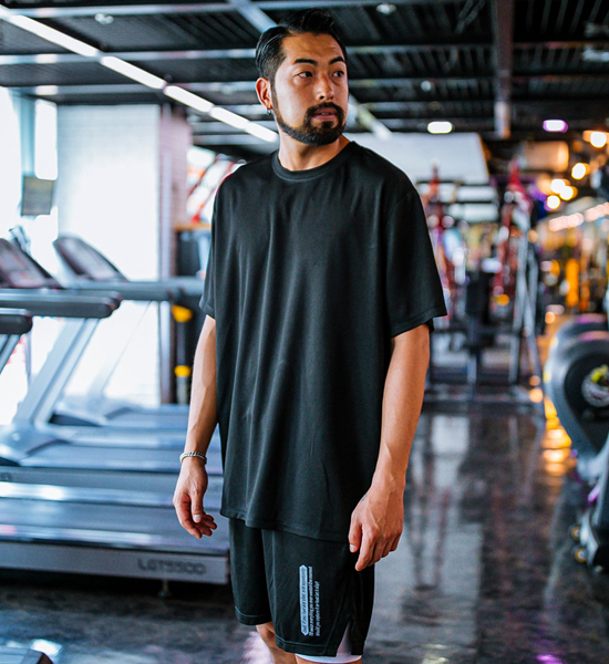 (M-6XL)<BR>폼페이 mesh short-sleeved T-shirt+해링턴 Mesh Banding Shorts<br><font color=
