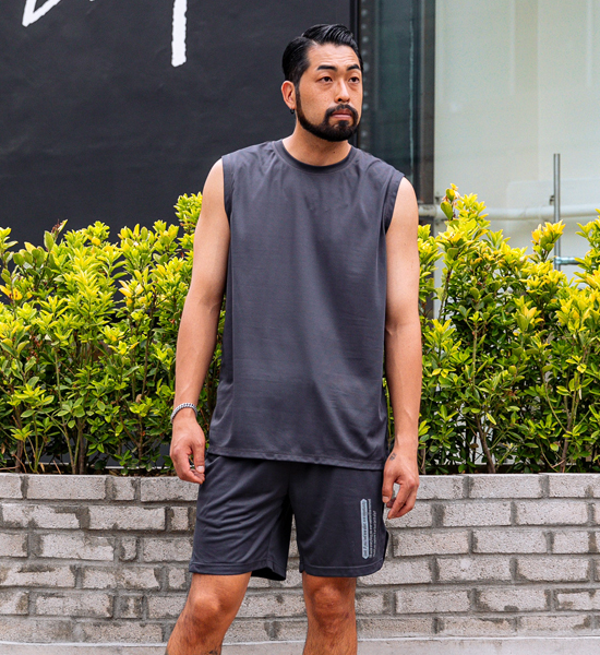 (M-6XL)<BR>키트 레터링 Mesh나시+해링턴 Mesh Banding Shorts<br><font color=