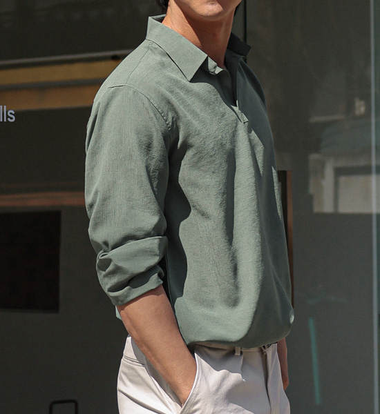 (L-5XL)<BR>더들리 a linen shirt