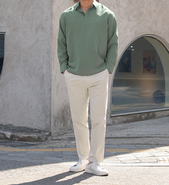 (L-5XL)<BR>더들리 a linen shirt