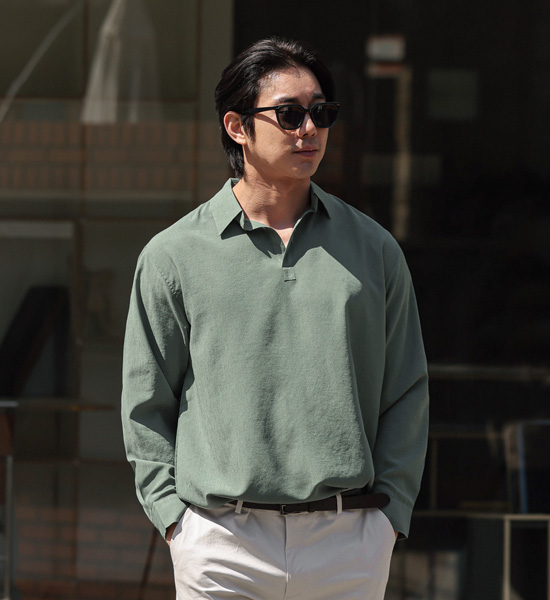 (L-5XL)<BR>더들리 a linen shirt